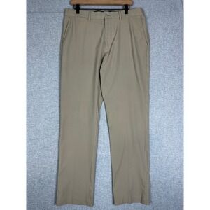 Cremieux Performance Pant 36x32 Golf Khaki Chino Straight Flat Front Trousers